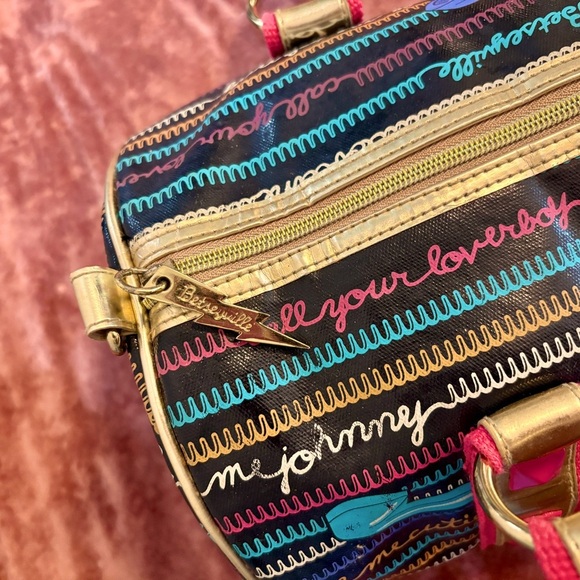 Vtg Betsey Johnson Y2K Black Call Me Betseyville Phone Barrel Bag Dress Handbag - Picture 10 of 14